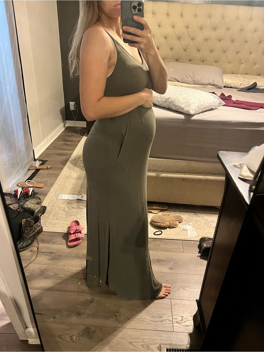 Olive Green Sleeveless Maxi Dress